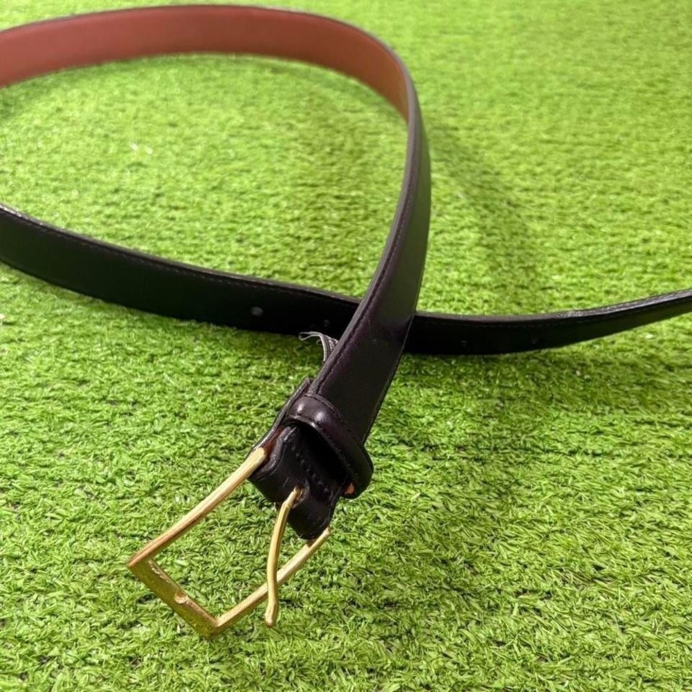 Brighton Men's Belt 34 Black Anilina Glazed Cowhide Glove Leather Brass Buckle